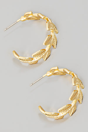 Lhe98424 Fashion Hoop Earring Leaf Design