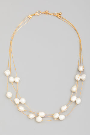 Lhn46339 Fashion Necklace Multi Chain & Pearls