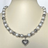 Load image into Gallery viewer, Lhfn016 Real Cultured Pearl Necklace Heart Dangle* minimum order