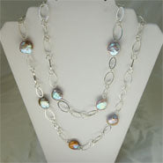 Lhnf1239 Real Coin Pearl Aurora  Silver Plated Necklace *Minimum Orders