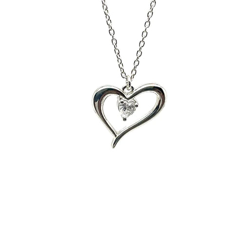 Lhp00181S Sterling Silver Heart Cz Necklace