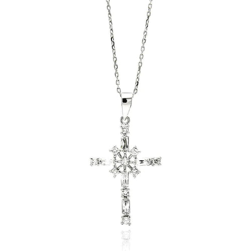Lhp005549 *Sterling Silver Cross Cz Necklace