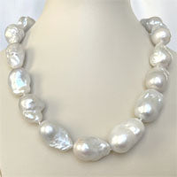 Lhps179 Baroque Pearl White Necklace 18x23  20''Sterling Silver Toggle Clasp