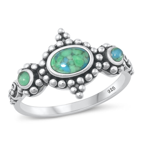 Lhr9131712 Sterling Silver Bali Style Real  Turquoise Ring