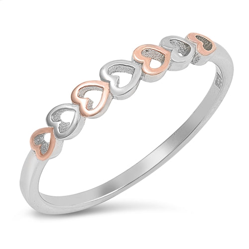 Lhr142449 Sterling Silver Heart Ring Rose Gold & Silver