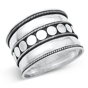 Lhr1450659 Sterling Silver Ring Bali Wide Band