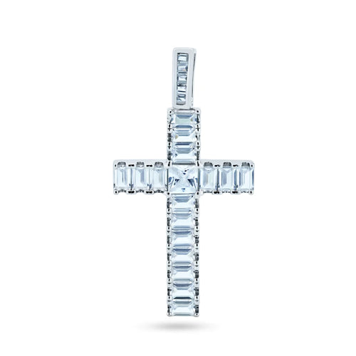 Lhp001089 Sterling Silver Cross Baguette Stones Cz  18-20'' chain