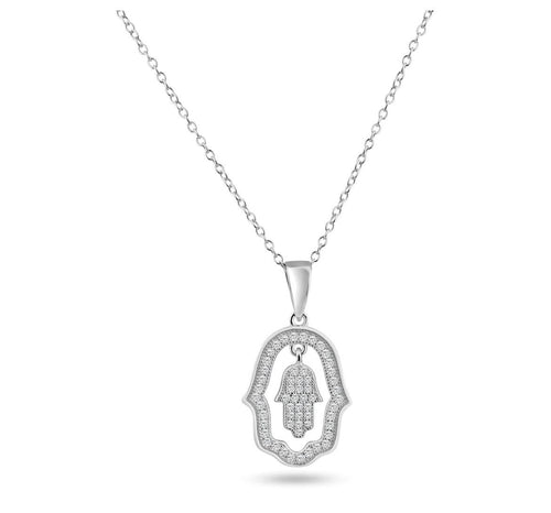 Lhp00028* Sterling Silver Hand Hamsa Necklace