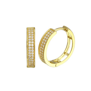 Lhe0023 Sterling Silver Gold Plated Hoop Cz Earring 18mm