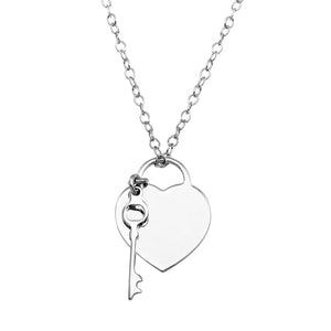 Lhn000105S Sterling Silver Heart & Key Necklace