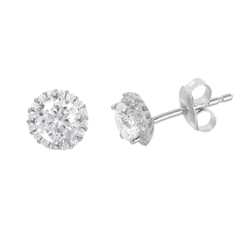 Lhe00011* Sterling Silver Cz Stud Round Earring 7mm