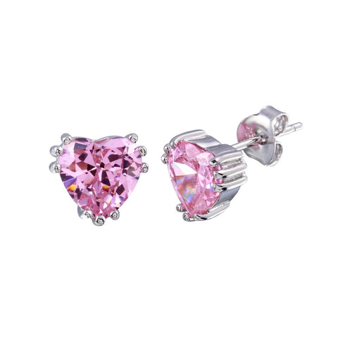 Lhe00012 Sterling Silver Pink Heart Post Earrings