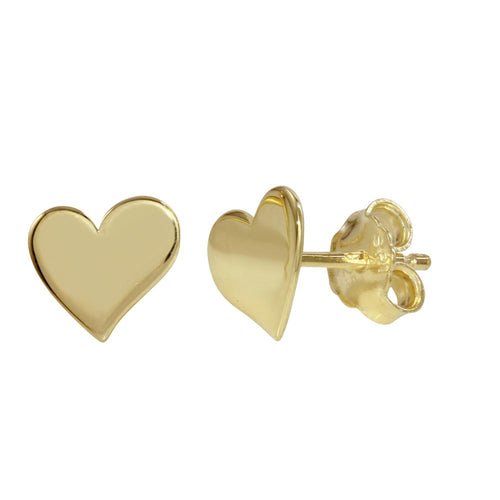 Lhe00013 Sterling Silver Gold Flat Heart earrings