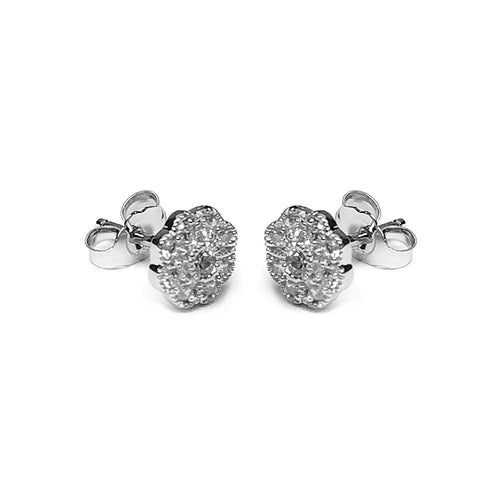 Lhe00023 Sterling Silver Flower cz earrings