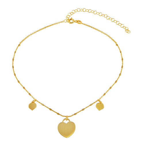 Lhn0037GP Sterling Silver Gold Plated Heart Necklace