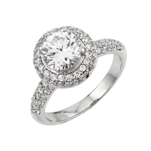 Lhr000399 Sterling Silver Ring Bezel Round Stone Cz