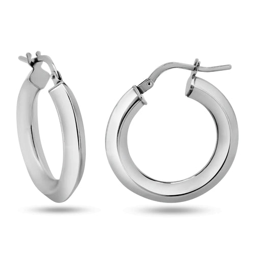 Lhe000399RH Sterling Hoop Earring Rhodium Plated