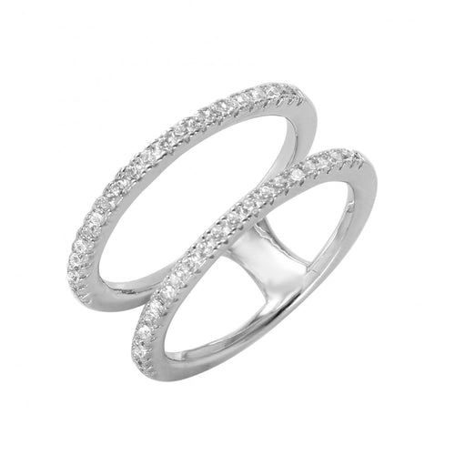 Lhr00042 Sterling Silver Double Band Ring and Cz