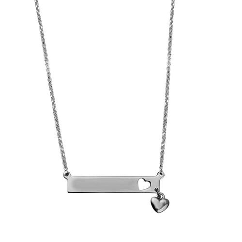 Lhn00047 Sterling Silver Id Bar with Heart dangle