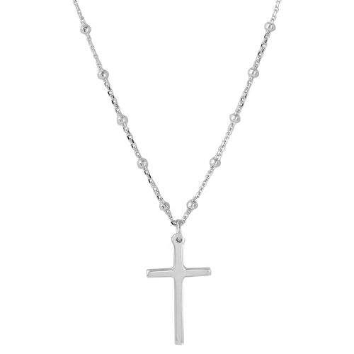 Lhp00049S Sterling Silver Beaded Chain Cross Necklace out of stock!!
