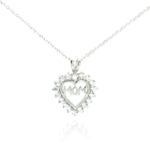 Lhp005499 Sterling Silver Mom Necklace Cz Stones