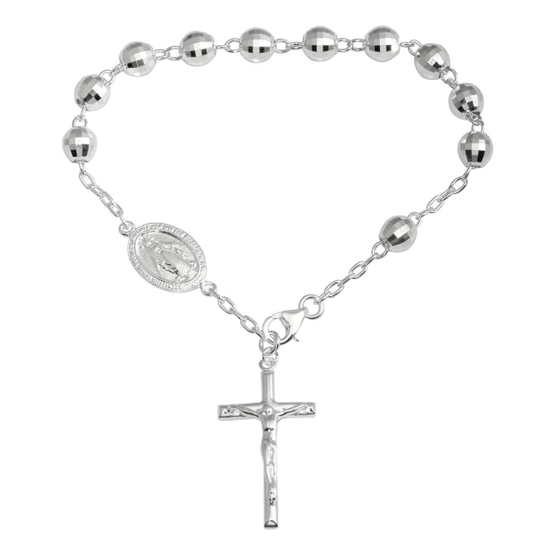 Lhb000699 Sterling Silver Bracelet Rosary Diamond Cut Assorted Sizes From 25.00