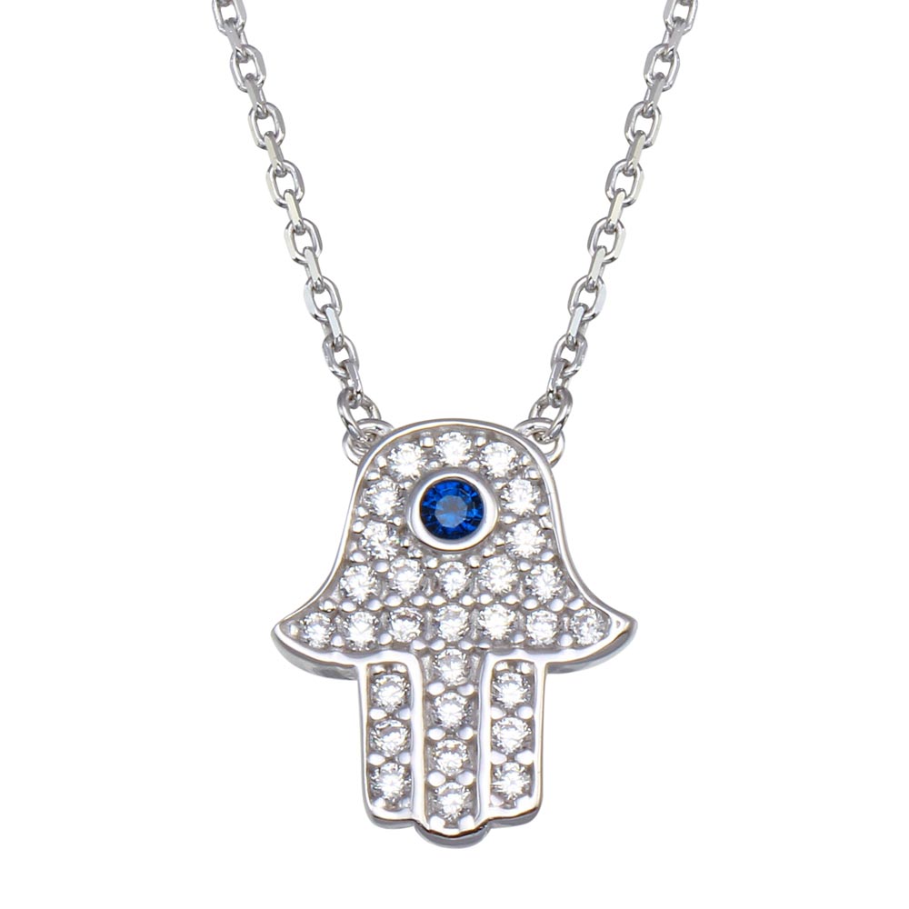 Lhp00106 Sterling Silver Hand with Blue Stone