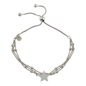 Lhb00118 Sterling Silver Bracelet Multi Chain Adjustable Star