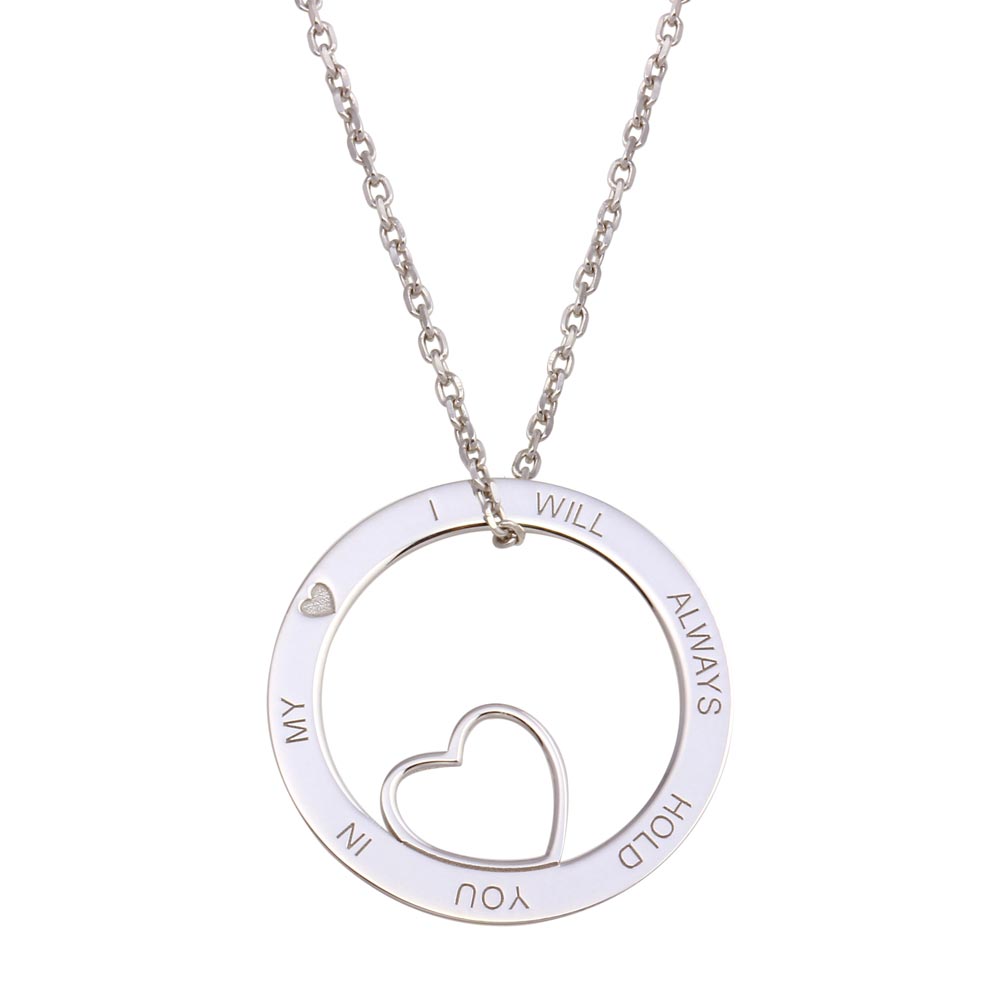 Lhn00119 Sterling Silver Necklace Circle & Heart