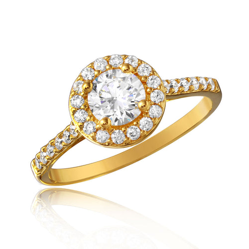 Lhr00128 Sterling Silver  Ring  Gold Plated  Cz Ring