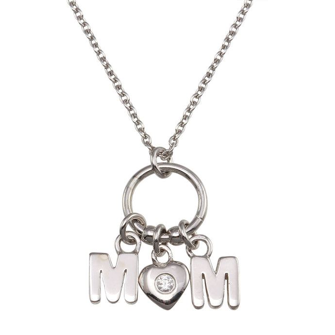 Lhp00161 Sterling Silver MOM Charm Necklace