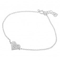 Lhb00271 Sterling Silver Heart cz bracelet delicate