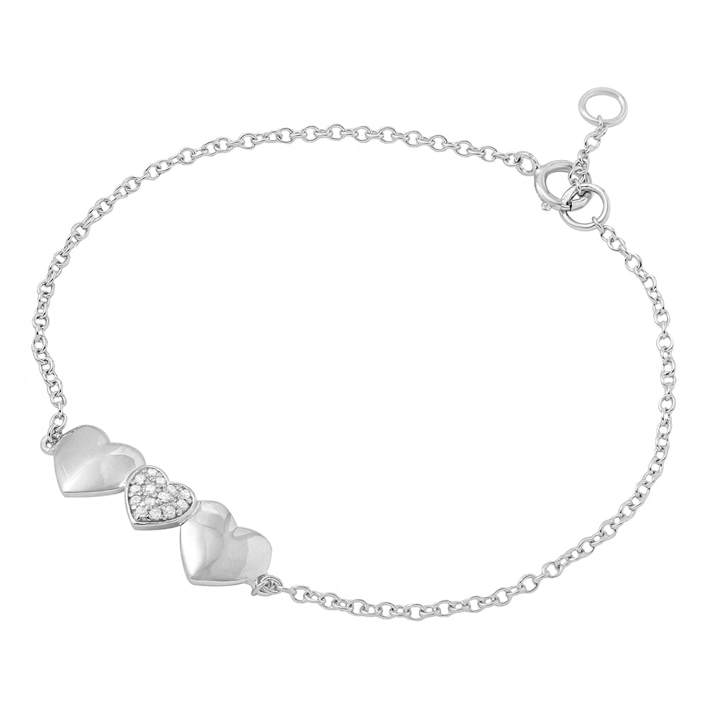 Lhb00278 Sterling Silver 3 Heart Bracelet