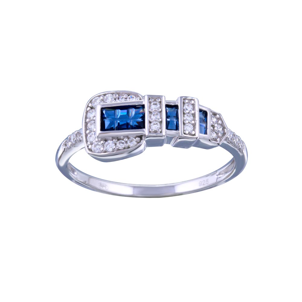 Lhr00319Blue Sterling Silver Ring Buckle Style