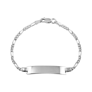 Lhbch0031 Sterling silver Figaro chain Id Bracelet Children Size 5-5 1/2''