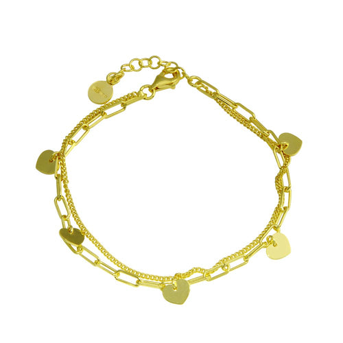 Lhb00321G Sterling Silver Bracelet Heart Charm Gold Plated