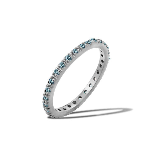 Lhr00339Aqua Sterling Silver Band ring All Birthstone Colors Available