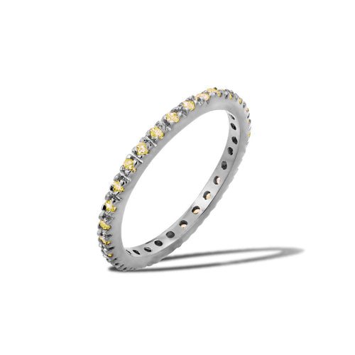 Lhr00339Citrine Sterling Silver Eternity Band Ring