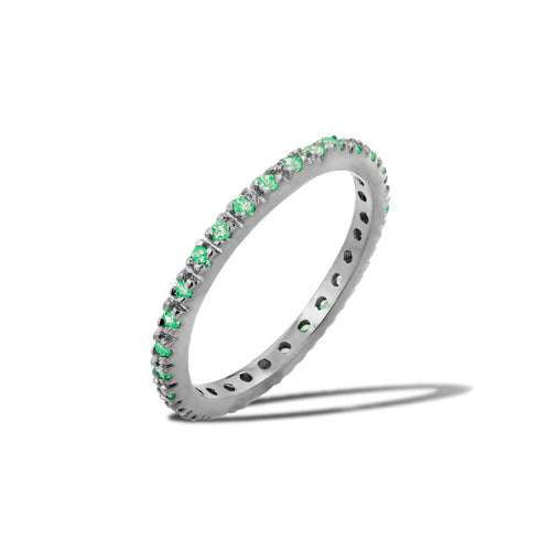 Lhr00339Emerald Sterling Silver Eternity Band Ring