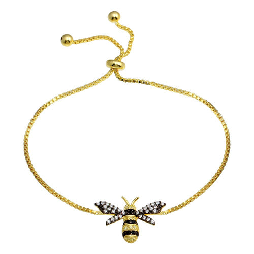 Lhbr0344G Sterling Silver Gold Plated Bee Bracelet Adjustable chain