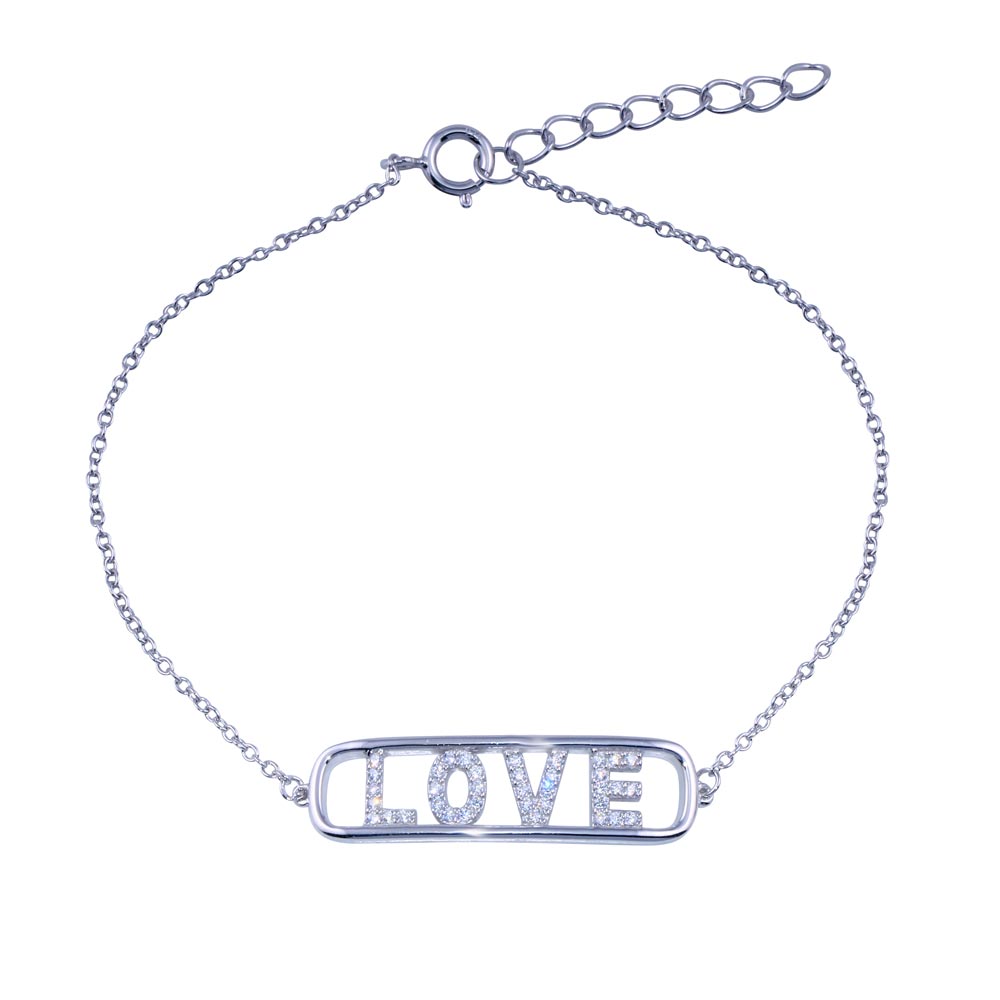 Lhb00364 Sterling Silver Love Bracelet Cz stones