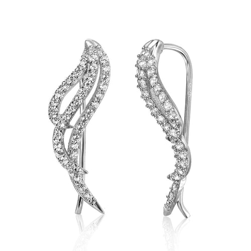 Lhe0039 Sterling Silver Graduated wing earrings