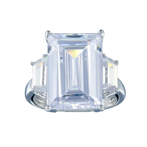 Lhr00427 Sterling Silver Rectangle Baguettte ring