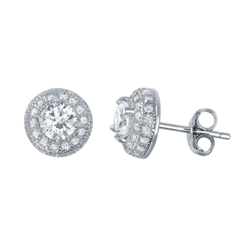 Lhe00454 Sterling Silver Round Cz post earrings