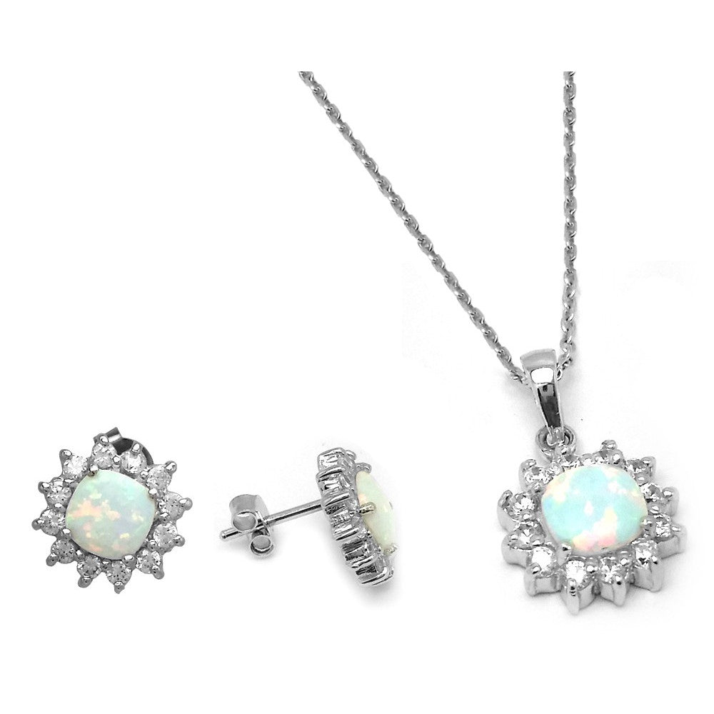 Lhset00488 Sterling Silver Synthetic Opal Set