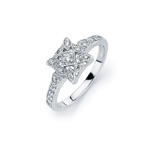 lHR00519  Sterling Silver Square vintage cz ring