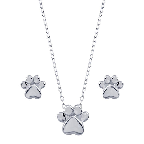 Lhset00543 Sterling Silver Dog Paw Set