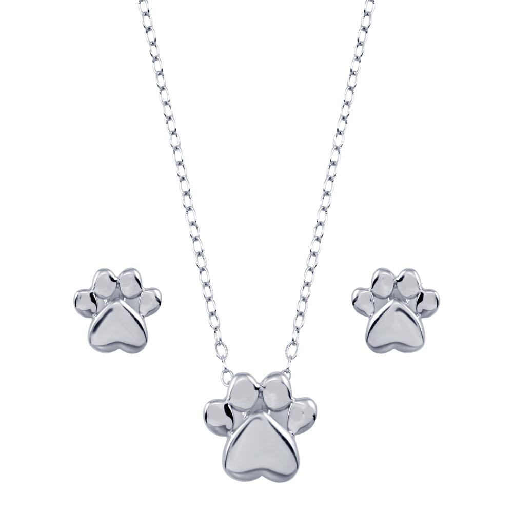 Lhset00543 Sterling Silver Dog Paw Set