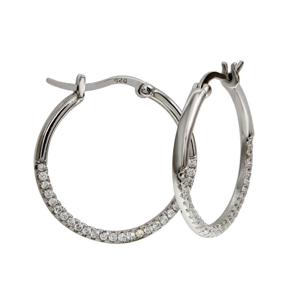 Lhe00570Sterling Silver Hoop Cz earring