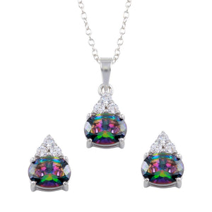 Lhset00578 Sterling Silver Rainbow Mystic Topaz set